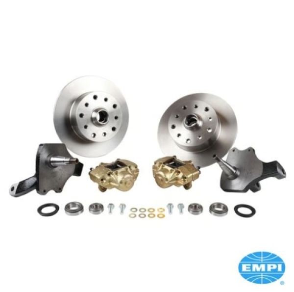 Disc-brake-convertion-set-front-with-drop-spindle-double-drilled-5x130-with-14x1.5mm-threads-and-5x4.75"-with-12mm-threads-for-ball-joint.-Requires-69--on-style-tie-rod-ends-VW-Kaefer-22-2887-0